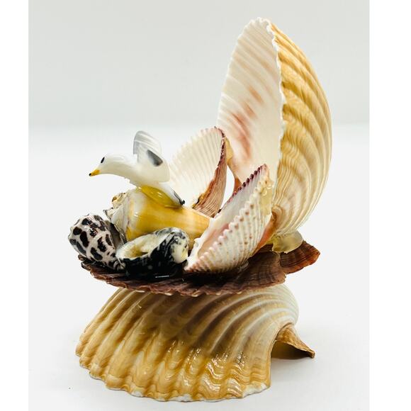 VTG Seashell Clam Shell Sculpture Coastal Nautical Beach Decor Shell & Folk Art - Picture 8 of 12